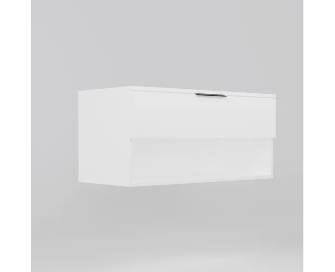 MOBILIER BAIE CU BLAT DALET LEGGERO, MDF VOPSIT ALB RAL 9003, CU DEPOZITARE, 100 CM