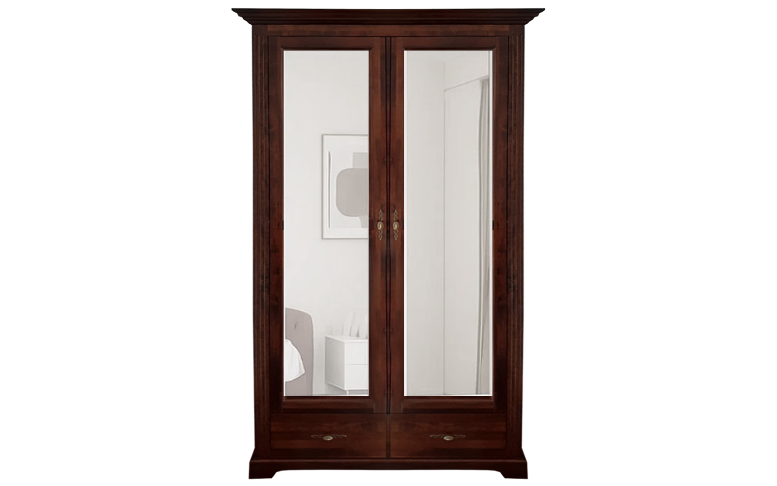 Dulap Sophia nocce cu 2 usi cu oglinga , polite, bara haine 1134*609*2070