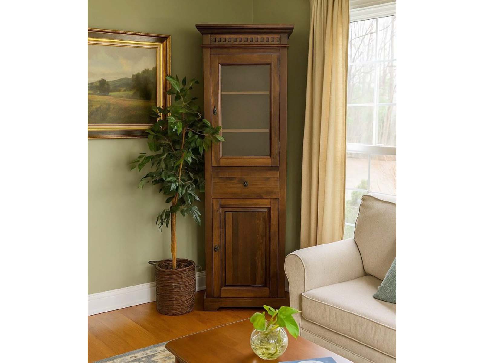 Vitrina Living Colombo lemn masiv tei, 64 x 36 x 190 cm